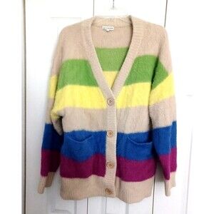 Anthropologie Moon River Women Cozy Soft Block Stripe Cardigan Sweater Size S